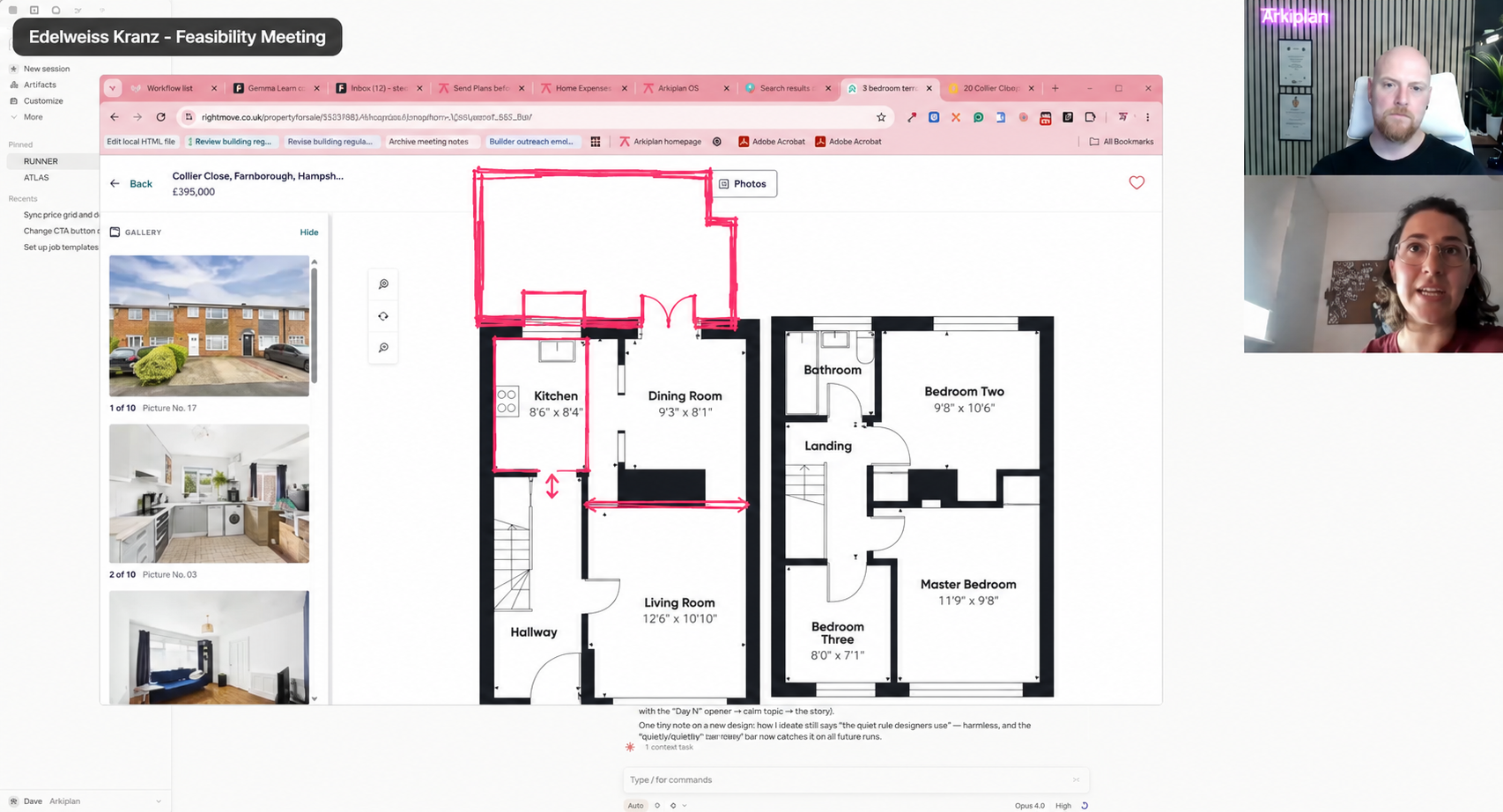 Sketching renovation ideas live on screen
