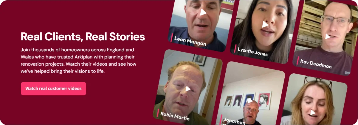 Real clients, real stories — watch video reviews from Arkiplan homeowners across England and Wales